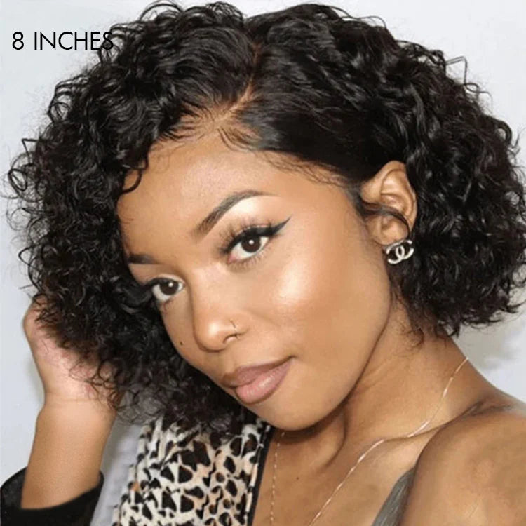 2 for $149.9 | 8 Inches Curly Minimalist Pre Cut HD Lace Wig + 10 Inches Layered Cut Yaki Straight Minimalist Lace Bob Wig-04