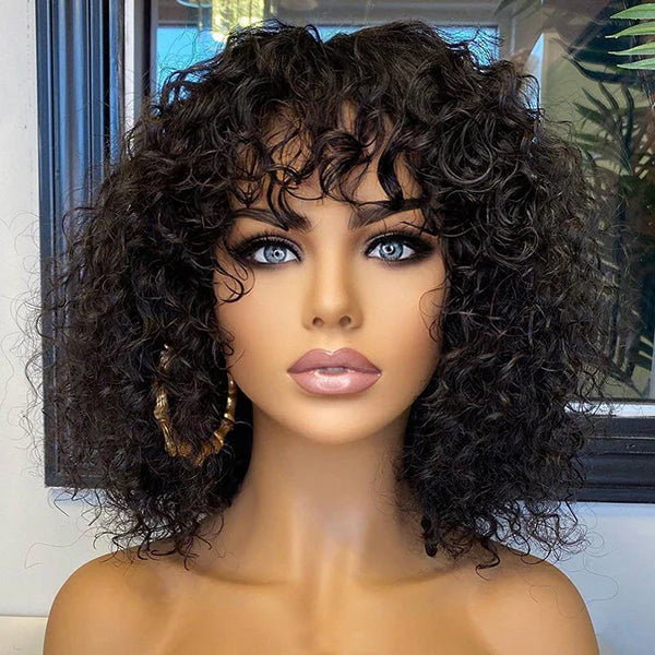 10''+12''=$159.9 | 10 Inches Ash Blonde Highlights Yaki Blunt Cut Bob Wig + 12 Inches Water Wave Minimalist Lace Wig-02