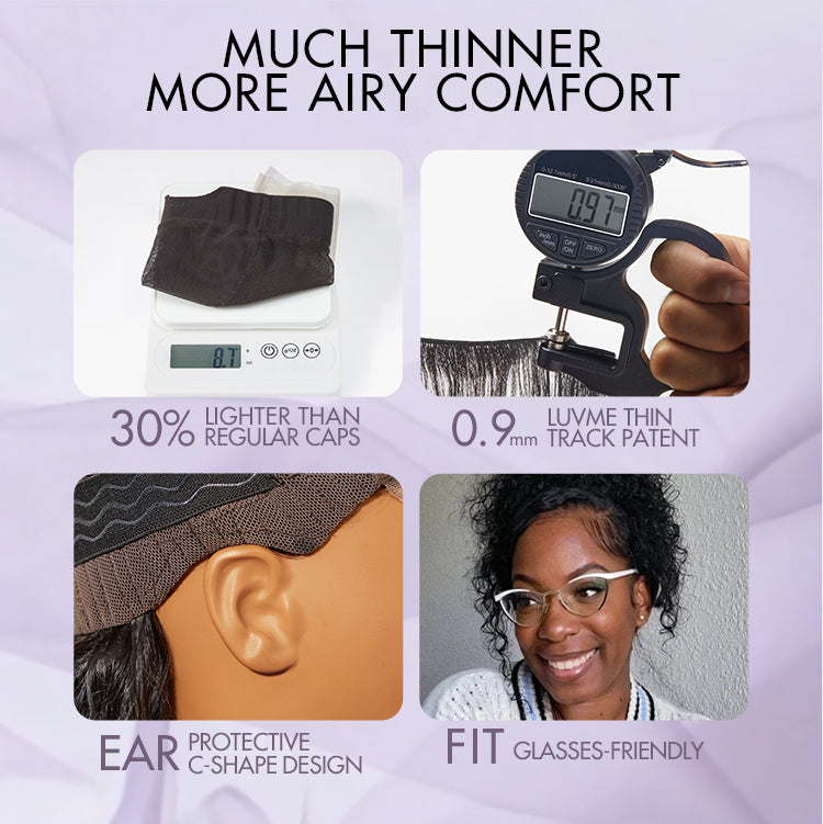 AiryFit™ Scalp Care Wigs - Brown Highlights Silky Blunt Cut Bob Snugfit Glueless Minimalist HD Lace Wig Pre-Cut Lace-15