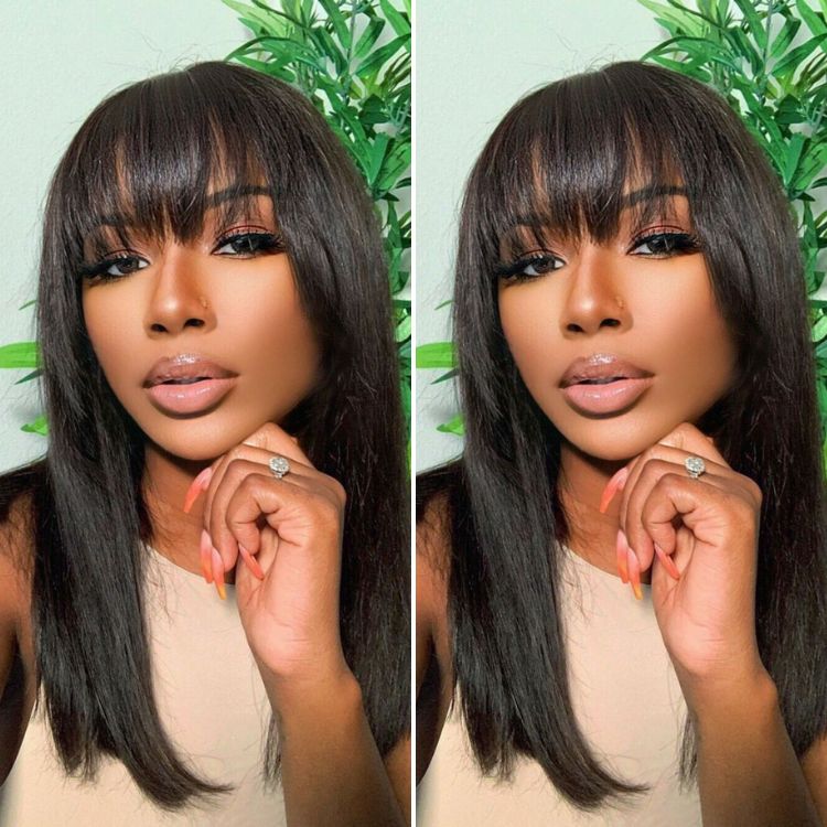 Luvme VIP ONLY glueless Yaki straight long lace wig with bangs, ultra natural finish, minimalist style, US only