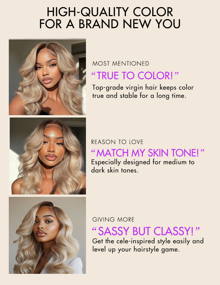 VIP ONLY | Gorgeous Loose Body Wave Ash Blonde Hair Wig Glueless 5x5 Closure Lace Wig Breathable Cap-13