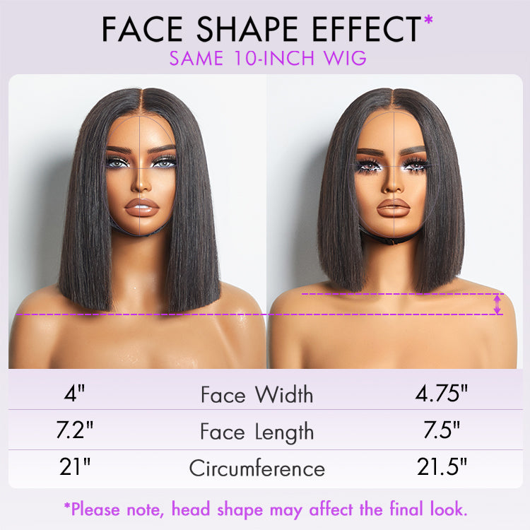 Luvme Hair 4x4 closure bob wig with 180% density, silky blunt cut, 100% human hair, beginner friendly, glueless design.