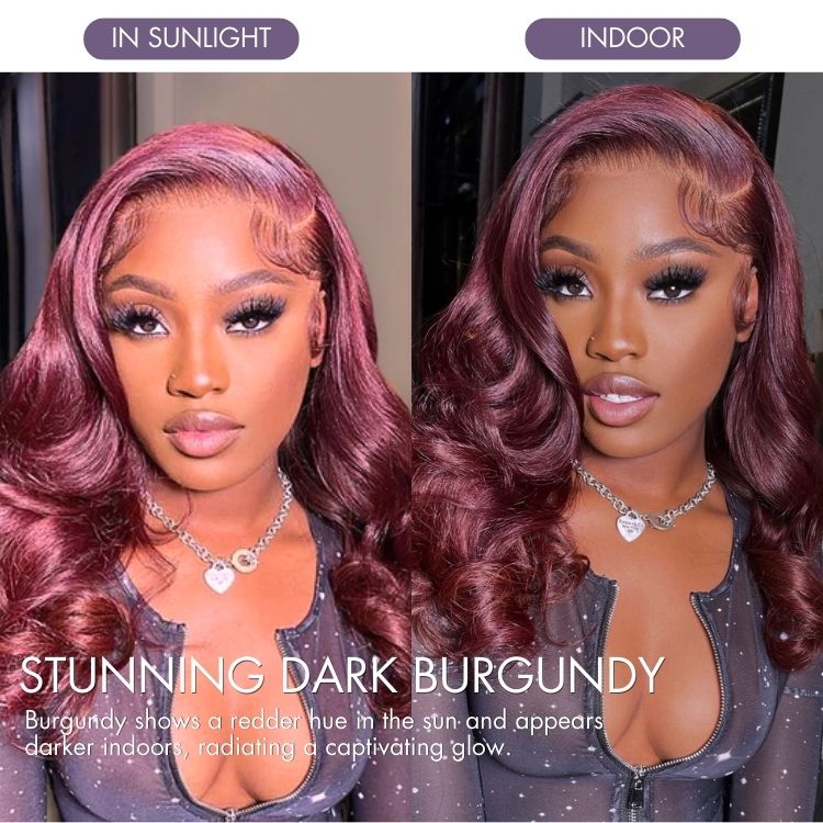 Chic Burgundy 99J Layered Cut Loose Body Wave Glueless 5x5 Closure Lace Wig Pre-Cut Lace - US Only-05