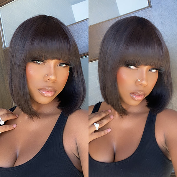 WhatsApp Group | Luvme Hair Glueless Minimalist Lace Silky Bob with Bangs Wig Breathable Cap-02