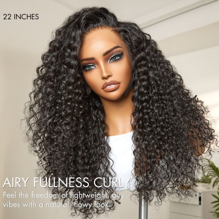 AiryFit™ Scalp Care Wigs - Deep Parting Water Wave Human Hair Wig Glueless 11x6 Frontal HD Lace Curly Wig-07