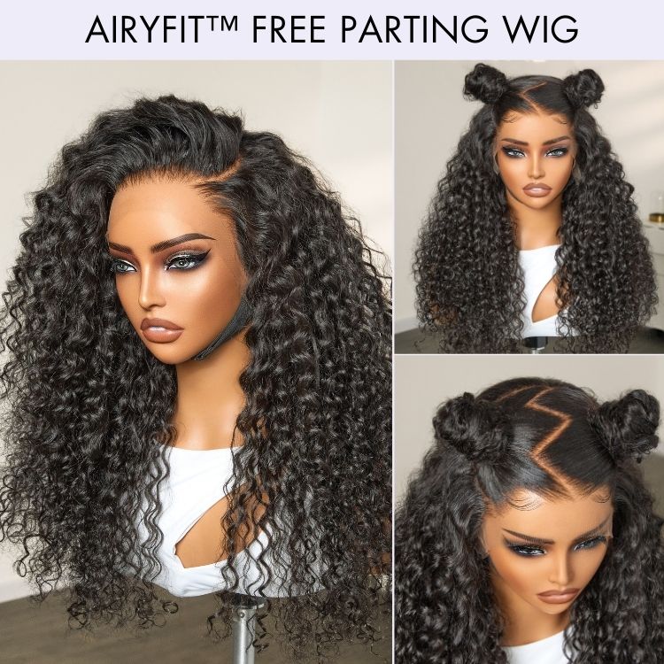 AiryFit™ Scalp Care Wigs - Deep Parting Water Wave Human Hair Wig Glueless 11x6 Frontal HD Lace Curly Wig-04
