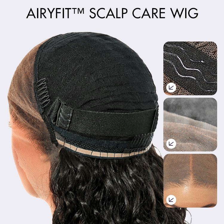 VIP Price | AiryFit™ Scalp Care Wigs - Deep Parting Water Wave Human Hair Wig Glueless 11x6 Frontal HD Lace Curly Wig-07