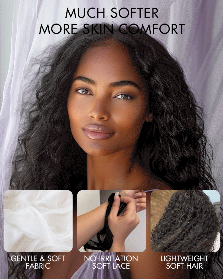 AiryFit™ Scalp Care Wigs - Deep Parting Water Wave Human Hair Wig Glueless 11x6 Frontal HD Lace Curly Wig-17