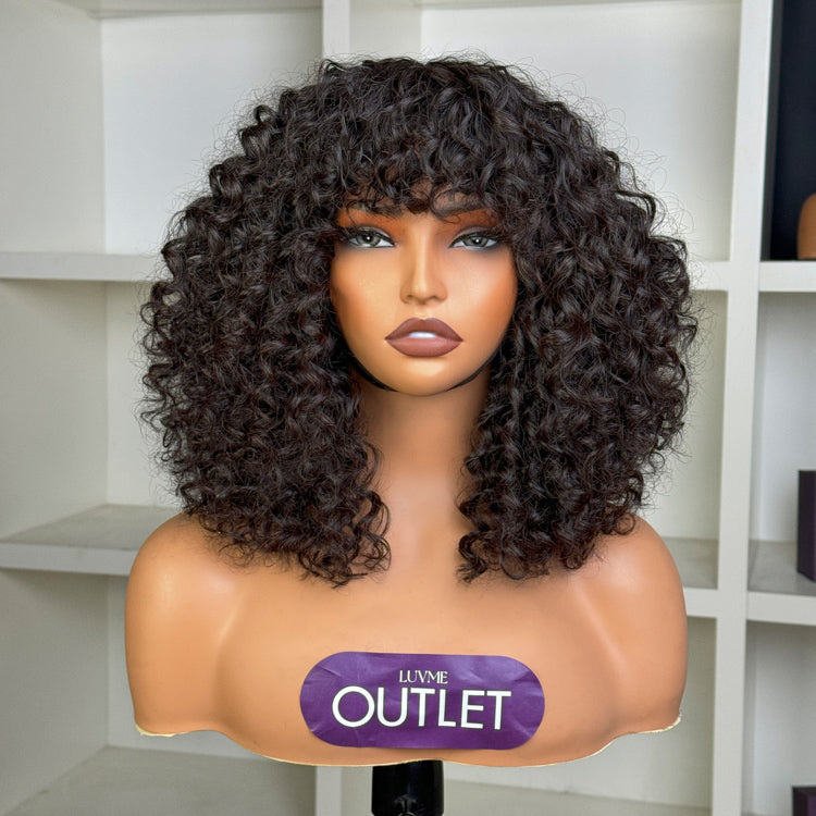 Special Deal | Throw On & Go Water Wave Glueless No Lace Short Wig with Curly Bangs-01
