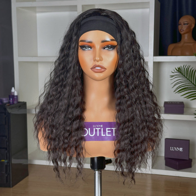 Special Deal | Throw On & Go Flowy Bohemian Curly Headband Wig 100% Human Hair-01