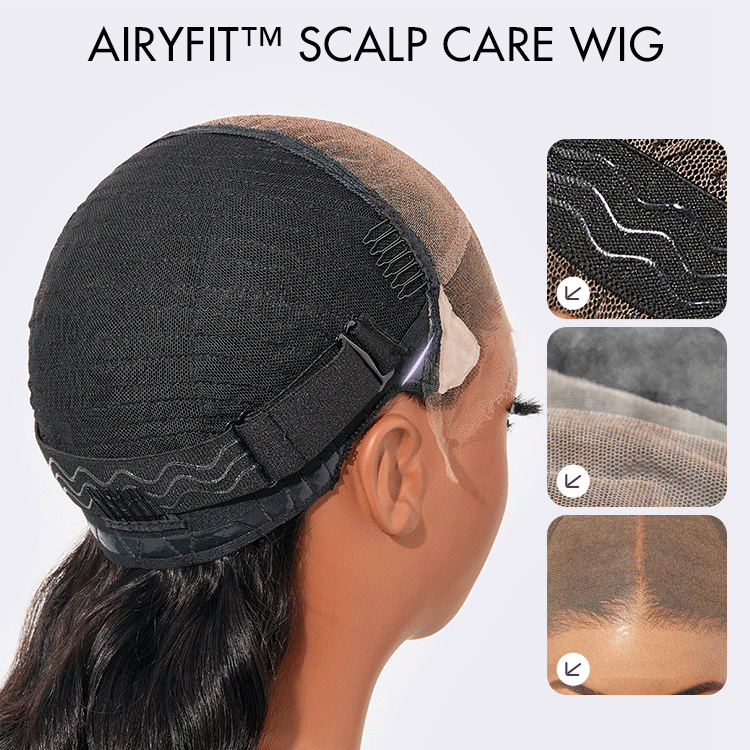AiryFit™ Scalp Care Wigs - Deep Parting Water Wave Human Hair Wig Glueless 11x6 Frontal HD Lace Curly Wig-03