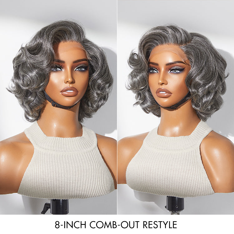 Weekly Special | Mature Boss Brown Ombre Highlight / Natural Black / Salt and Pepper Loose Wave Glueless Minimalist HD Lace Wig-08