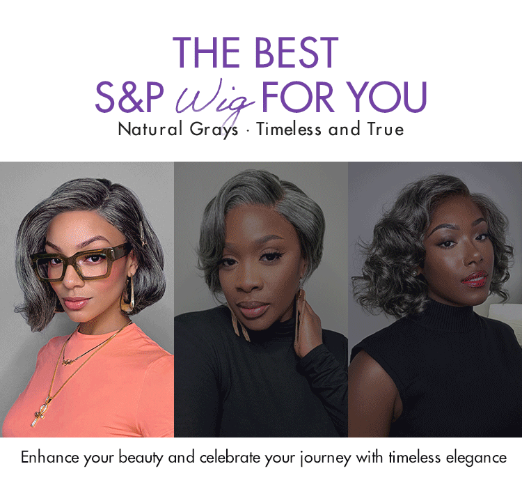 Put On and Go Salt and Pepper Layered Bob Glueless Pre-Cut Minimalist Lace Grey Wig-09