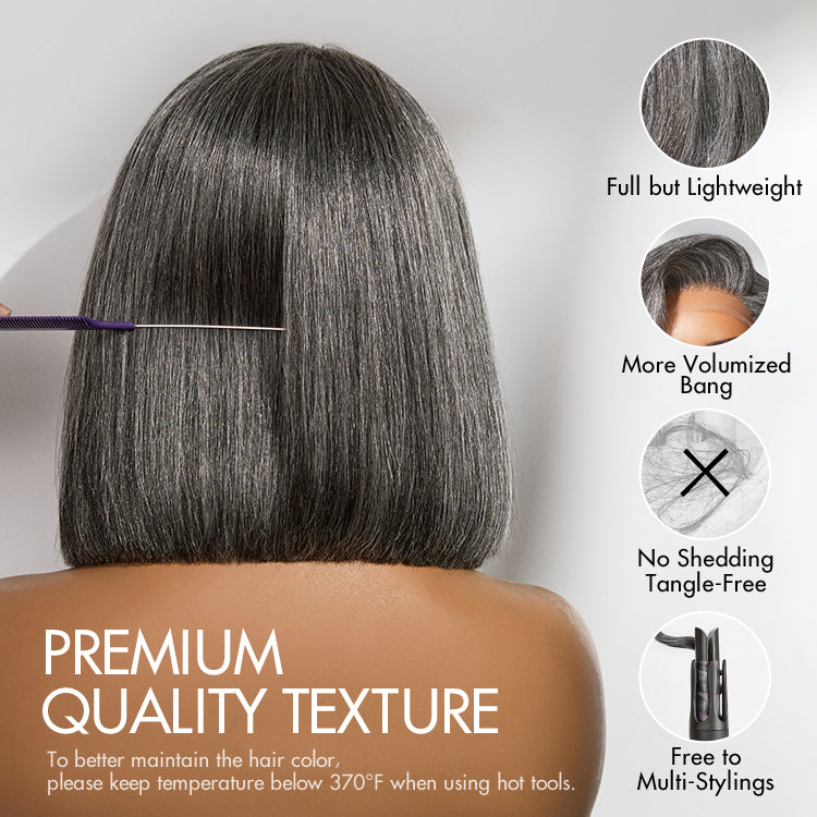 AiryFit™ Scalp Care Wigs -Salt and Pepper Glueless Minimalist HD Lace Bob Wig Pre-Cut Lace - US Only-11