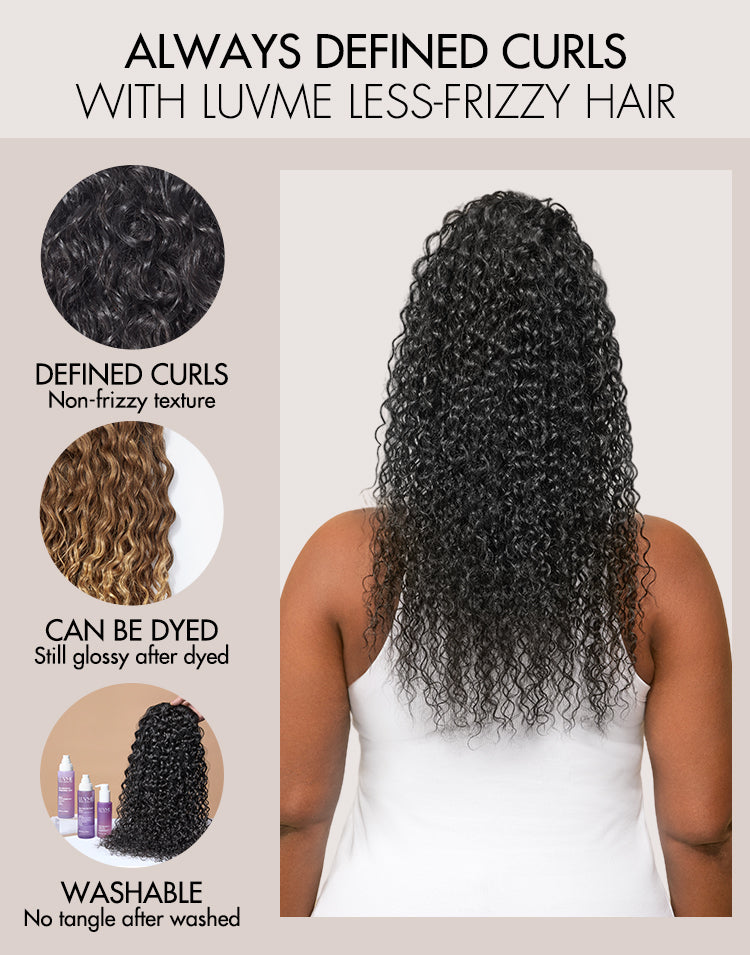 Water Wave Flexi-Fit Drawstring Ponytail Extension Human Hair Natural Black Curly Ponytail-14