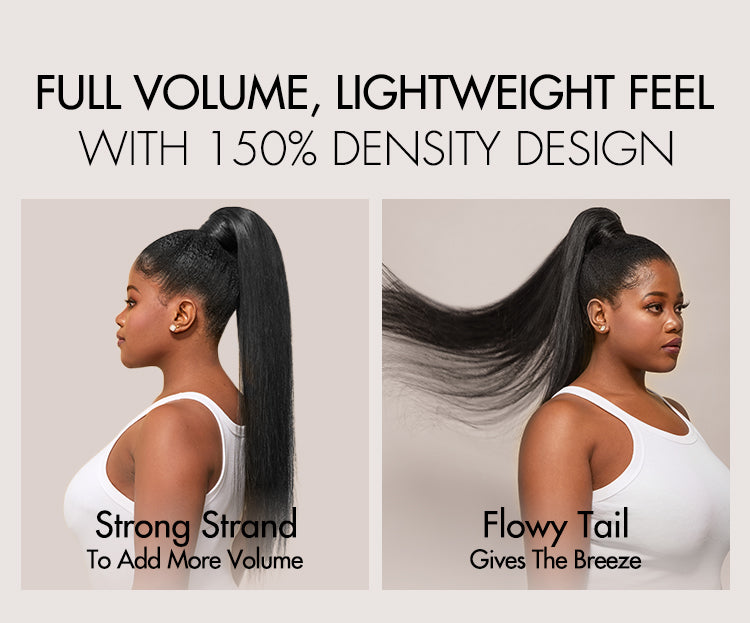 Natural Black Sleek Long Straight Wrap Around Ponytail Hair Extension Virgin Hair-12