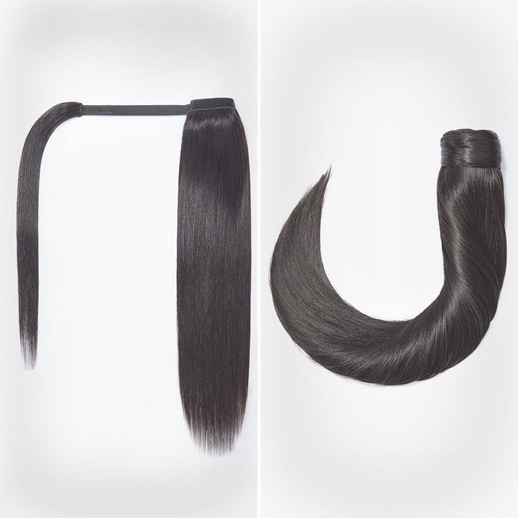 Natural Black Sleek Long Straight Wrap Around Ponytail Hair Extension Virgin Hair-07