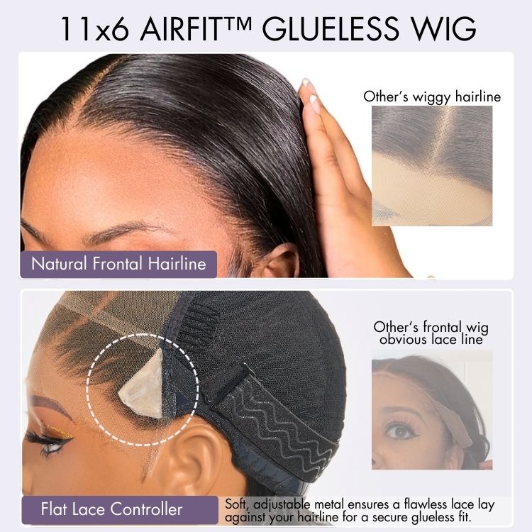AiryFit™ Scalp Care Wigs - Deep Parting Loose Body Wave Human Hair Wig 11x6 Frontal HD Lace Glueless Wig-06