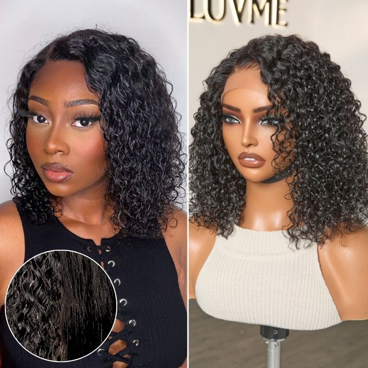 Luvme wet and wavy natural side part glueless closure wig