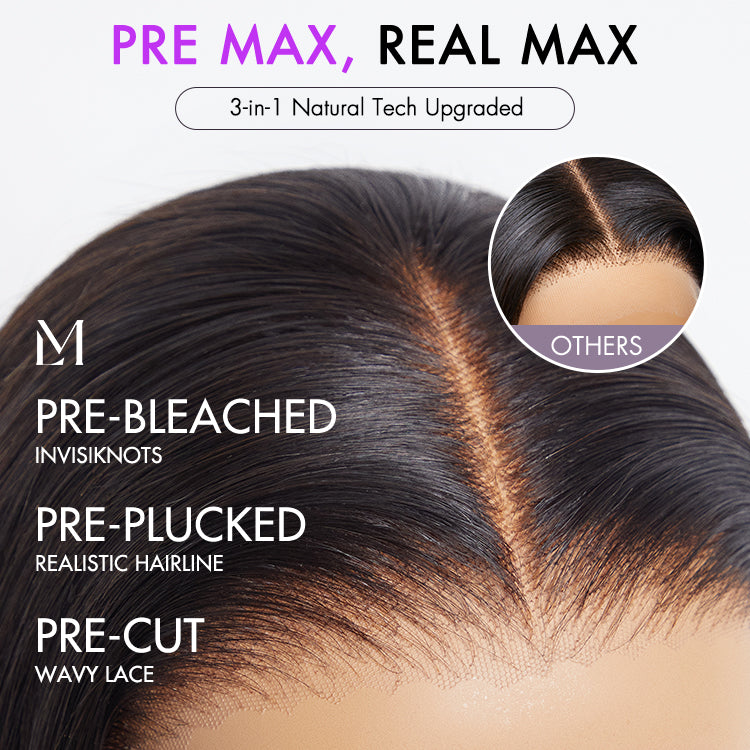 Luvme Hair body wave glueless 13x4 frontal lace long wig displayed on a mannequin head, showcasing natural waves and lace front design.