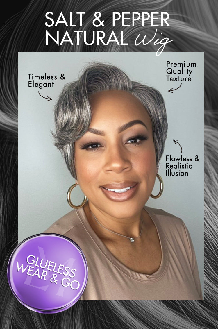 New Customers Only | Salt and Pepper Short Pixie Cut Wig Glueless Minimalist HD Lace Grey Wig Pre-Cut Lace-12