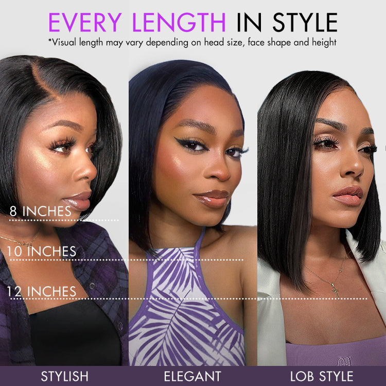 Luvme Hair PreMax Wigs Nature Max Yaki Silky Bob Ear-to-Ear Glueless 13x6 HD lace frontal wig with short bob style.