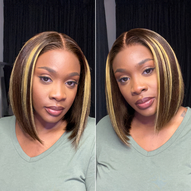 Luvme Hair PartingMax Glueless Wig Honey Blonde Highlight Silky Blunt Cut 7x6 Closure HD Lace Bob Wig-01