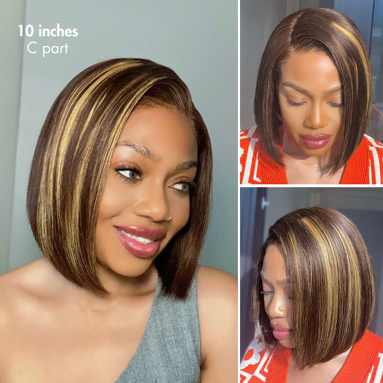 Luvme Hair silky blunt bob cut glueless HD lace wig with 7x6 closure on breathable cap, perfect for natural parting and styling.