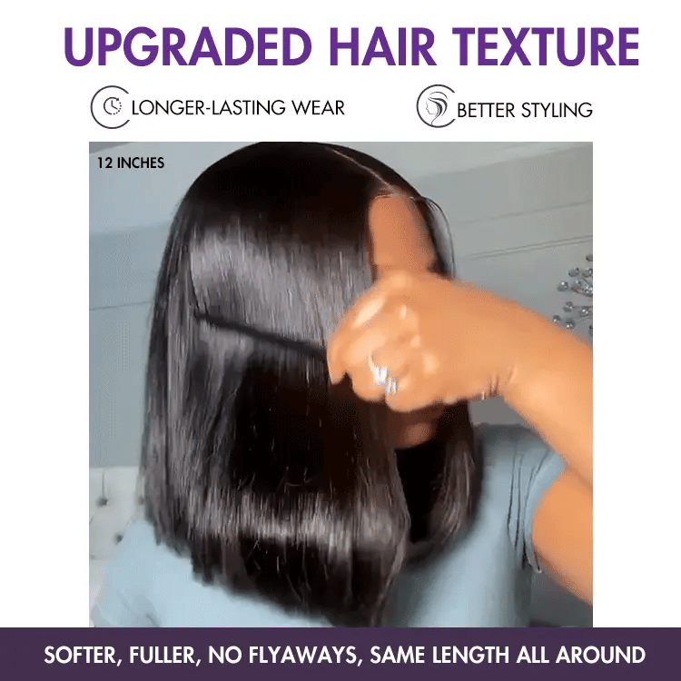 Luvme Hair PreMax Wigs 5x5 closure lace shoulder-length bob wig with bleached, pre-plucked silky blunt cut, glueless style.