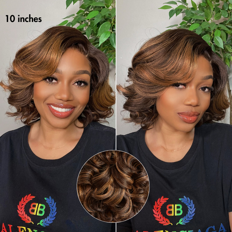 Luvme Hair 1 SEC INSTALL Minimalist lace wig with natural black loose waves, pre-cut lace, and ombre highlights for a seamless look.