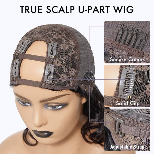 Exclusive Sale | Body Wave / Straight / Kinky / Deep Wave Human Hair U Part Wig-12