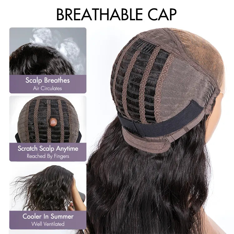 Ash Blonde Loose Body Wave 5x5 Closure Lace Glueless Wig Breathable Cap-17