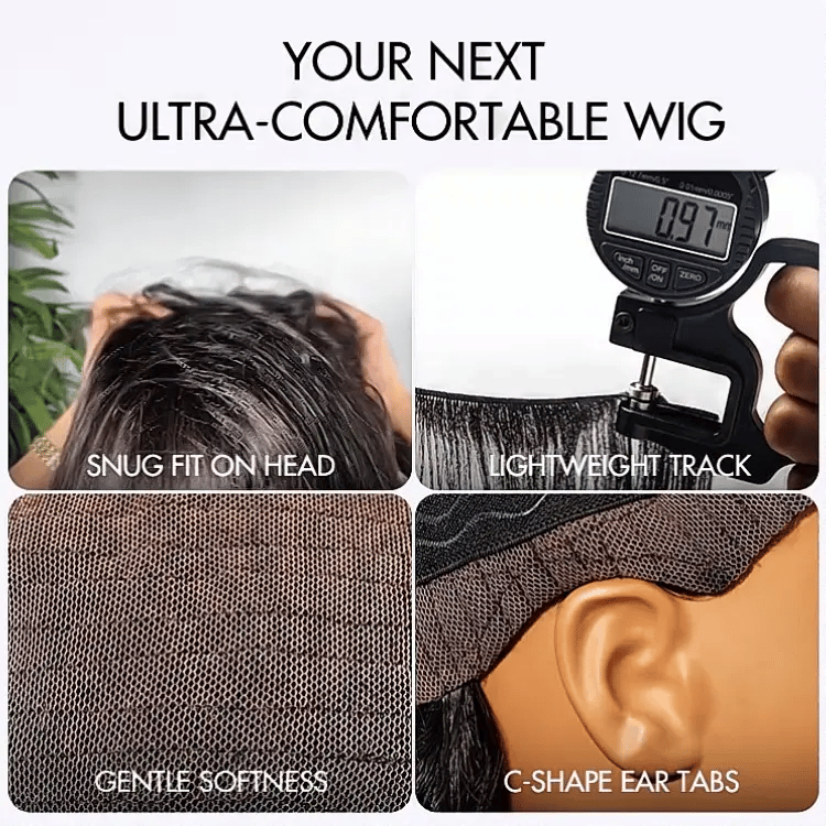 AiryFit™ Scalp Care Wigs - Silky Straight Middle Part Glueless 5x5 Closure Lace Long Wig Pre-Cut Lace-16