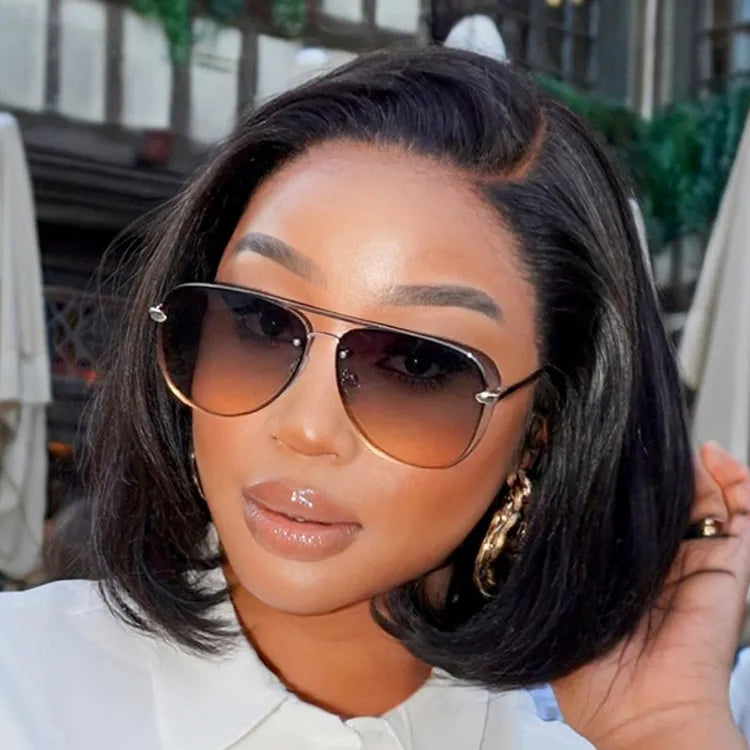 PreMax Wigs - Natural Black / Blonde Highlight C Part Glueless Lace Front Bob Wig-13