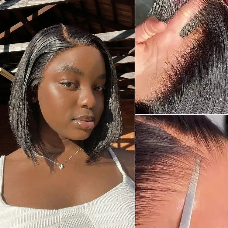 New Customers Only | PreMax Wigs - Natural Black / Blonde Highlight C Part Glueless Lace Front Bob Wig-04