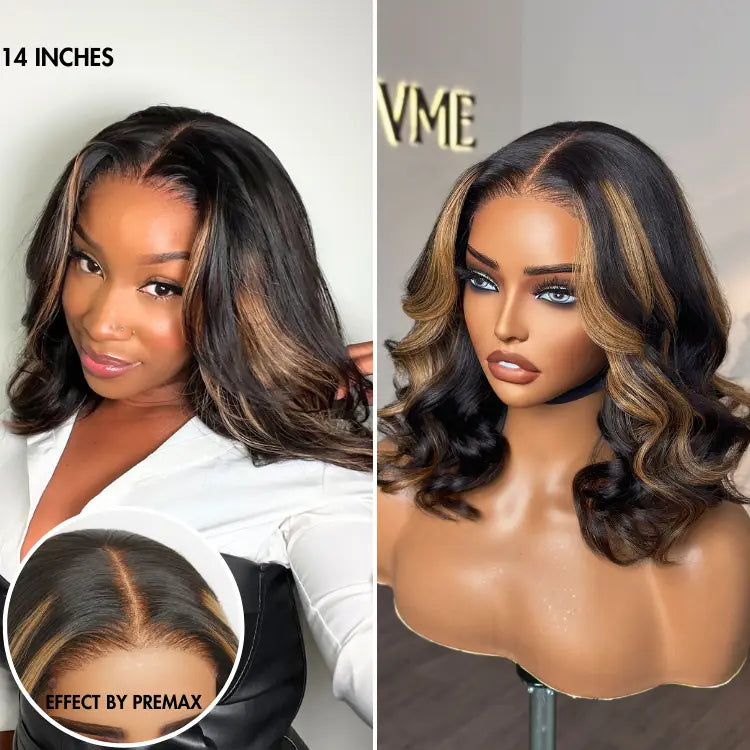 PreMax Wigs | Blonde Mix Black Loose Wave Glueless 5x5 Closure HD Lace Wig Pre-Cut Lace | Large & Small Cap Size-05