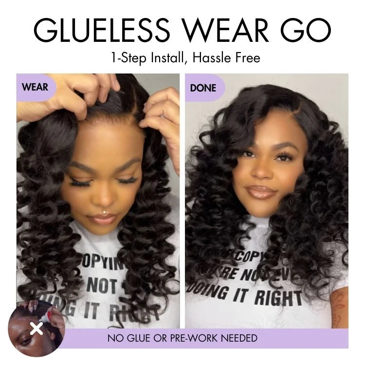 Luvme Hair All-Day Comfort™ bouncy wand curly HD glueless lace wig with 7x6 closure and pre-cut lace, natural curls and realistic hairline.