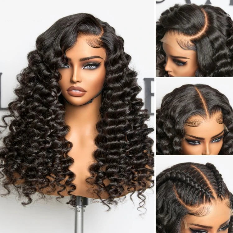 Luvme Hair All-Day Comfort bouncy wand curly 7x6 closure HD glueless wig with pre-cut lace and natural volume.