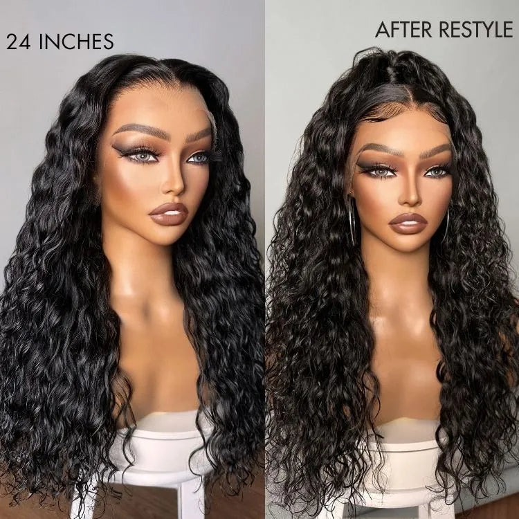 48H Delivery | 180% Density Water Wave 13x4 HD Lace Front Free Part Glueless Human Hair Wig Pre Cut Lace - US Only-05
