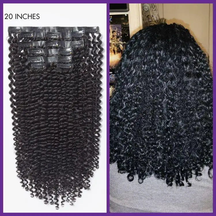 Full Kinky Curly Seamless Clip in Human Hair Extensions Hair Pieces 135g 9pcs / 7pcs with Free Gift-04