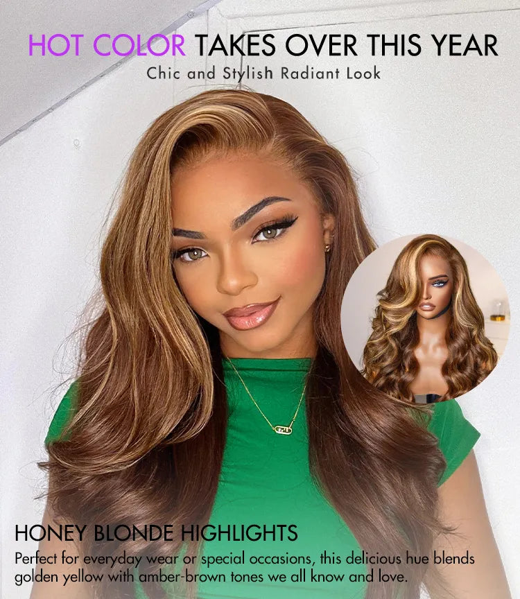 Description of Honey Blonde Highlight Color Wig