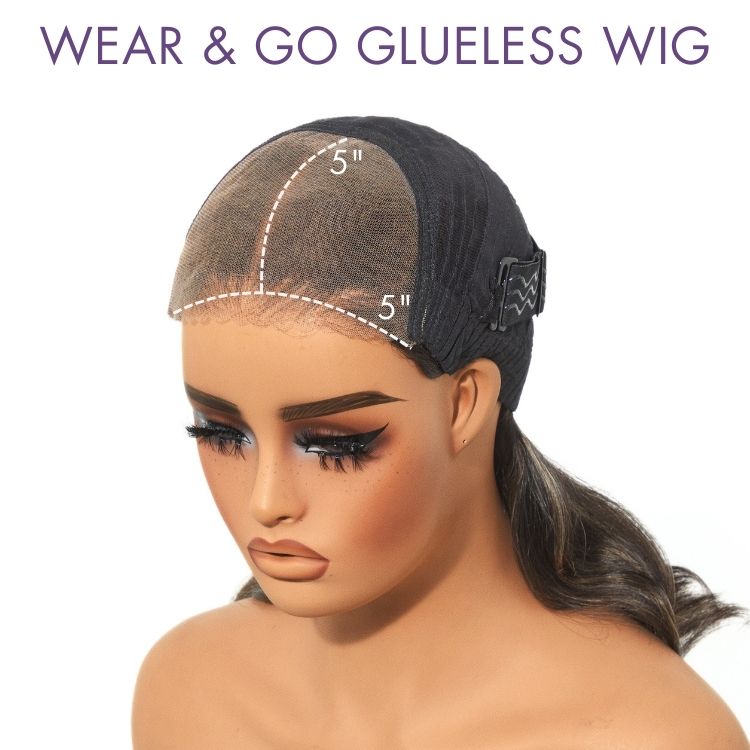 Blonde and brown highlight short layered bob wig from Luvme Hair with glueless 5x5 closure and pre-cut lace.