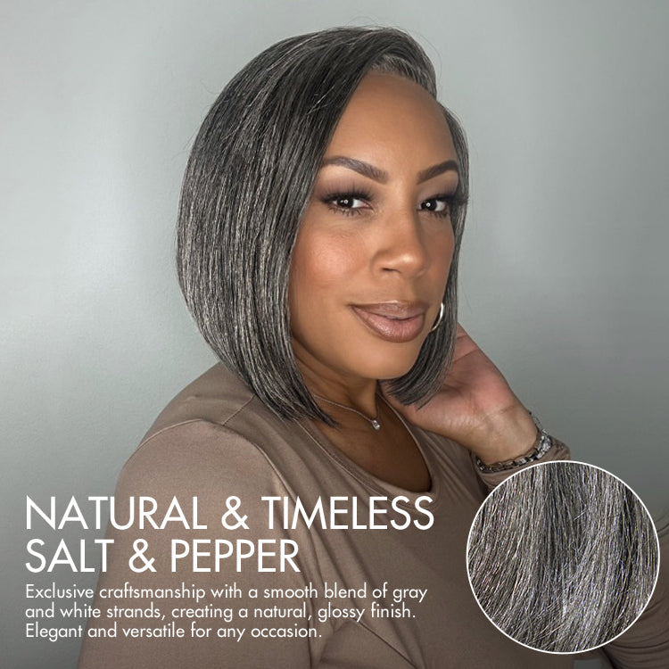 AiryFit™ Scalp Care Wigs -Salt and Pepper Glueless Minimalist HD Lace Bob Wig Pre-Cut Lace - US Only-02
