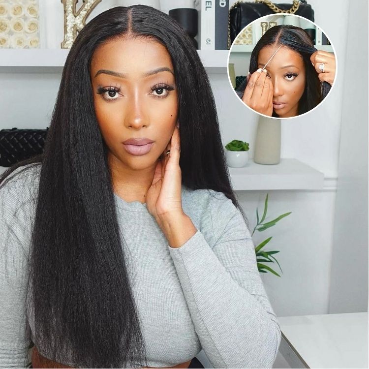 Luvme Hair Yaki Straight 5x5 Closure HD Lace Glueless Long Wig Pre-Cut Lace | Large & Small Cap Size-01