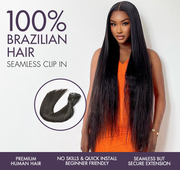 New Customers Only | Messy Burmese Curly Invisible Edge Seamless Clip in Extensions Human Hair with Free Gift-12