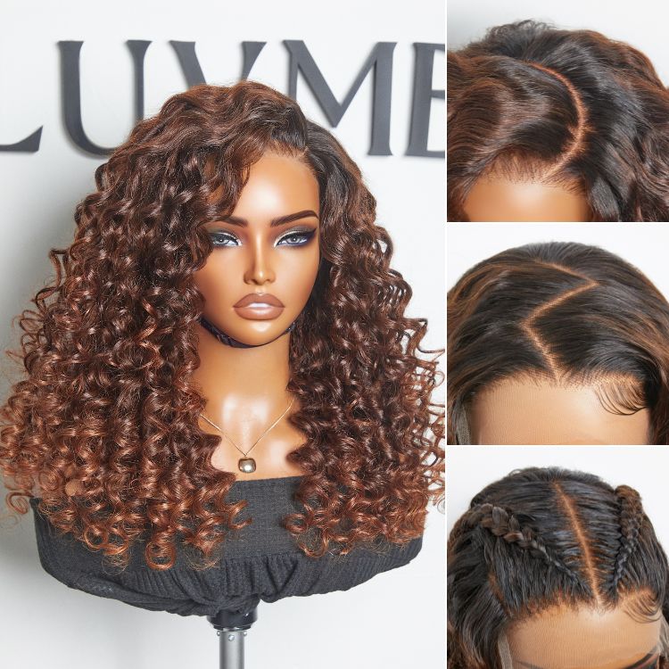 Luvme Hair PartingMax Glueless Wig Ombre Copper Brown Water Wave 7x6 Closure HD Lace Wig-01