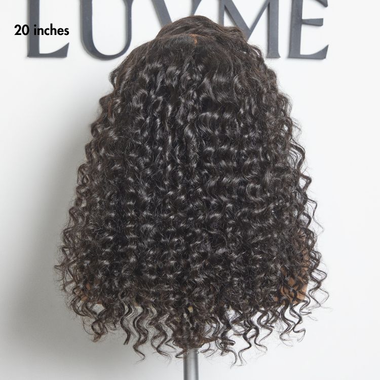 Luvme Hair water wave 7x6 closure lace wig with HD lace, 100% human hair, ready-to-wear glueless wig on a mannequin head.