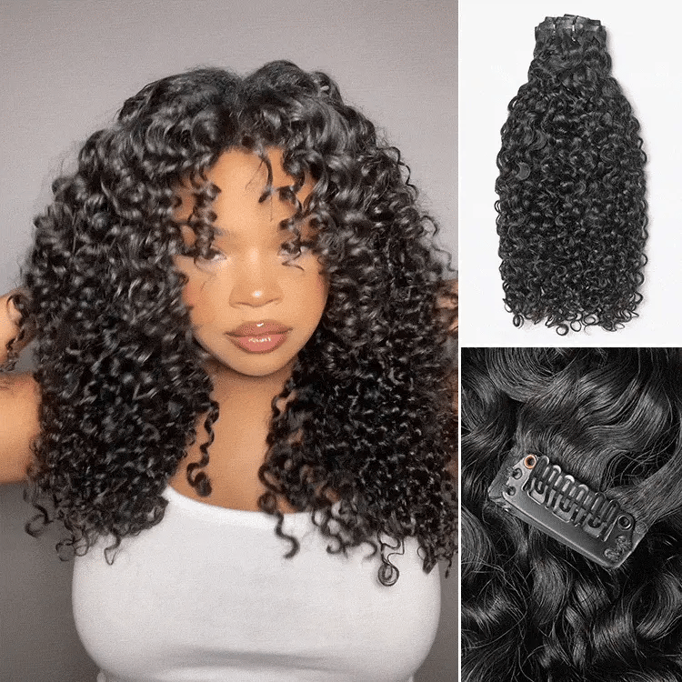 Luvme clip-in hair extensions in straight, body wave, kinky curly, yaki straight, and messy curly styles, 135g, 7 or 9 pieces with free gift