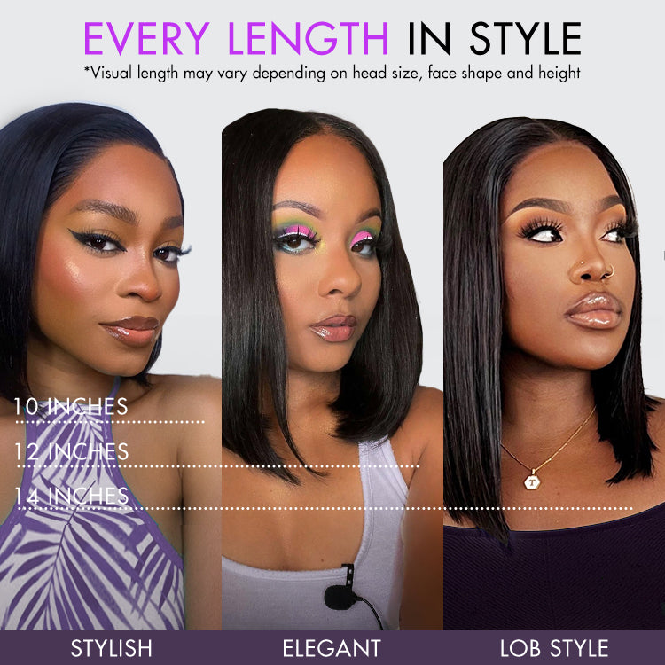 Luvme PreMax lace front bob wig in natural black with blonde highlights, featuring a glueless design and pre-cut lace for easy wear.