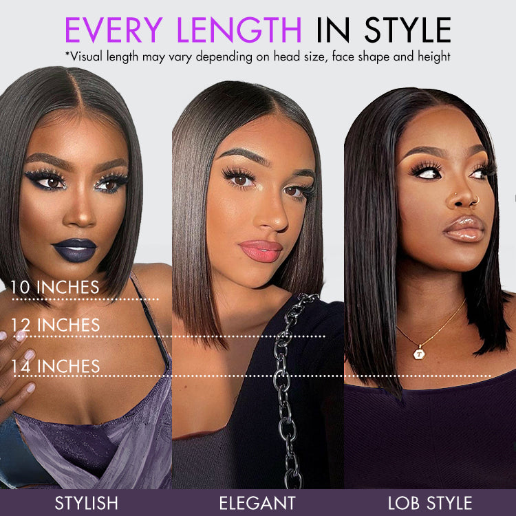 Luvme Hair PartingMax glueless silky blunt bob wig with 7x6 HD lace closure and breathable cap, showcasing smooth, straight hair.